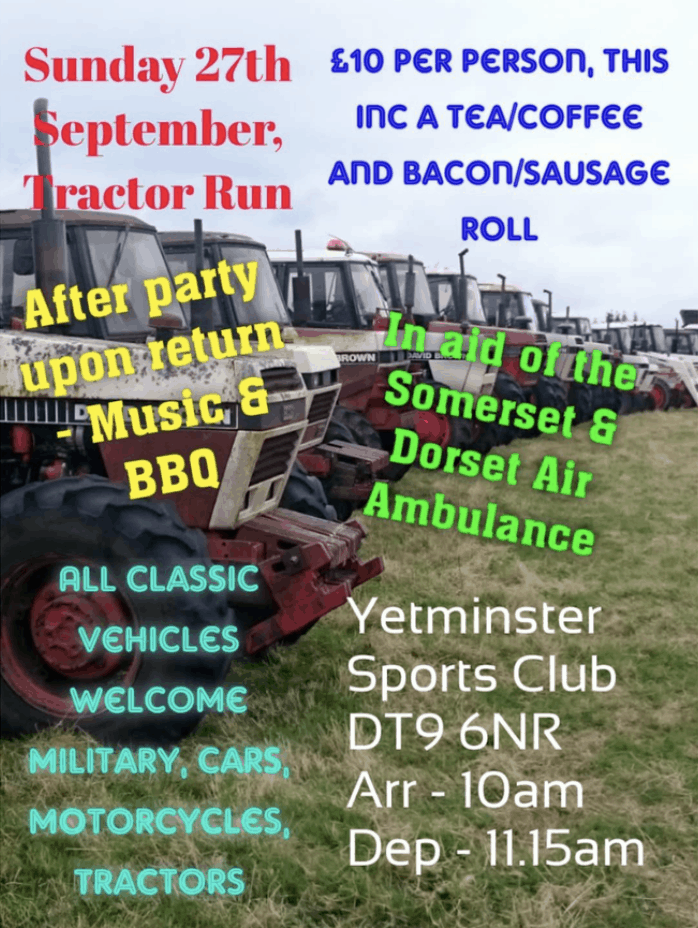 Tractor run in aid of the Somerset & Dorset Air Ambulance