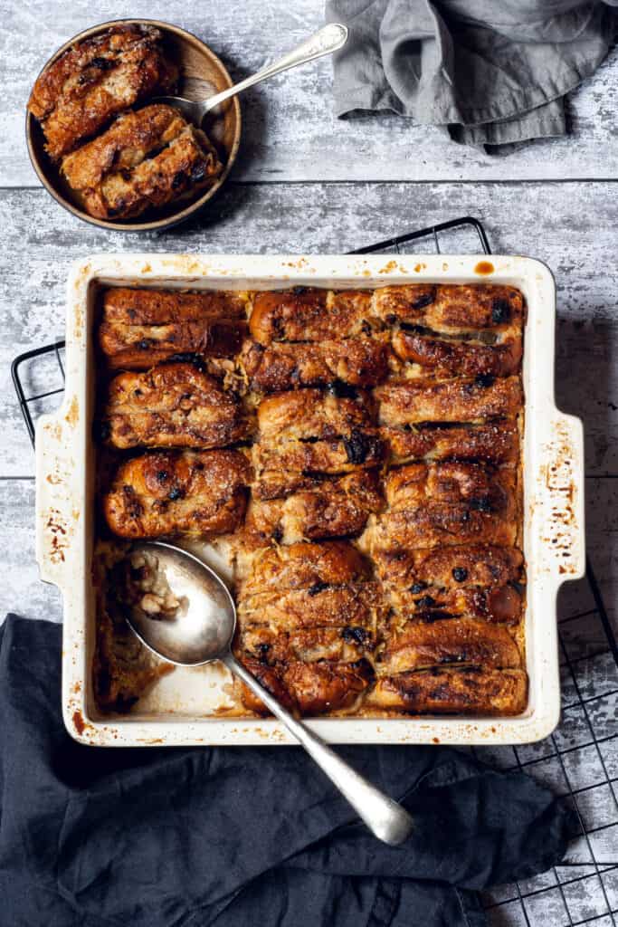 hot cross bun bread and butter pudding by Heather Brown