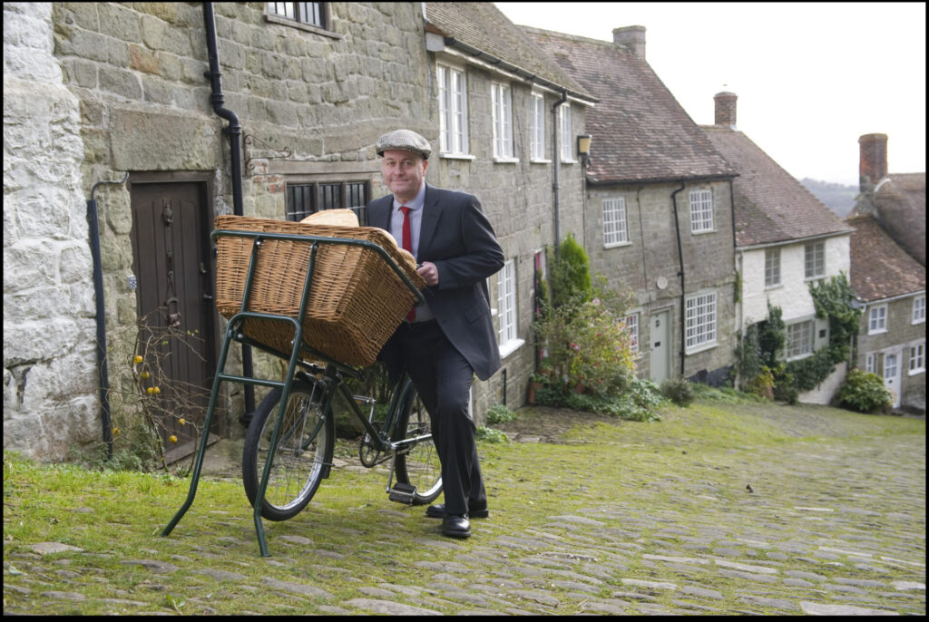 Carl Barlow re-enacting the Hovis advert on its 40th anniversary
